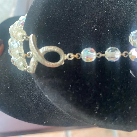 1950’s vintage AB Crystal three strand necklace 16” - Picture 7 of 12